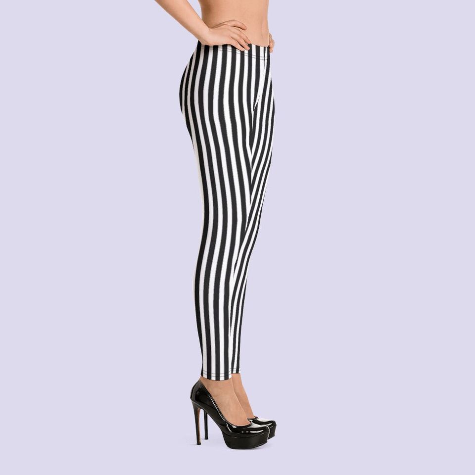 Black & White striped leggings|Beetlejuice|Witch leggings|Halloween