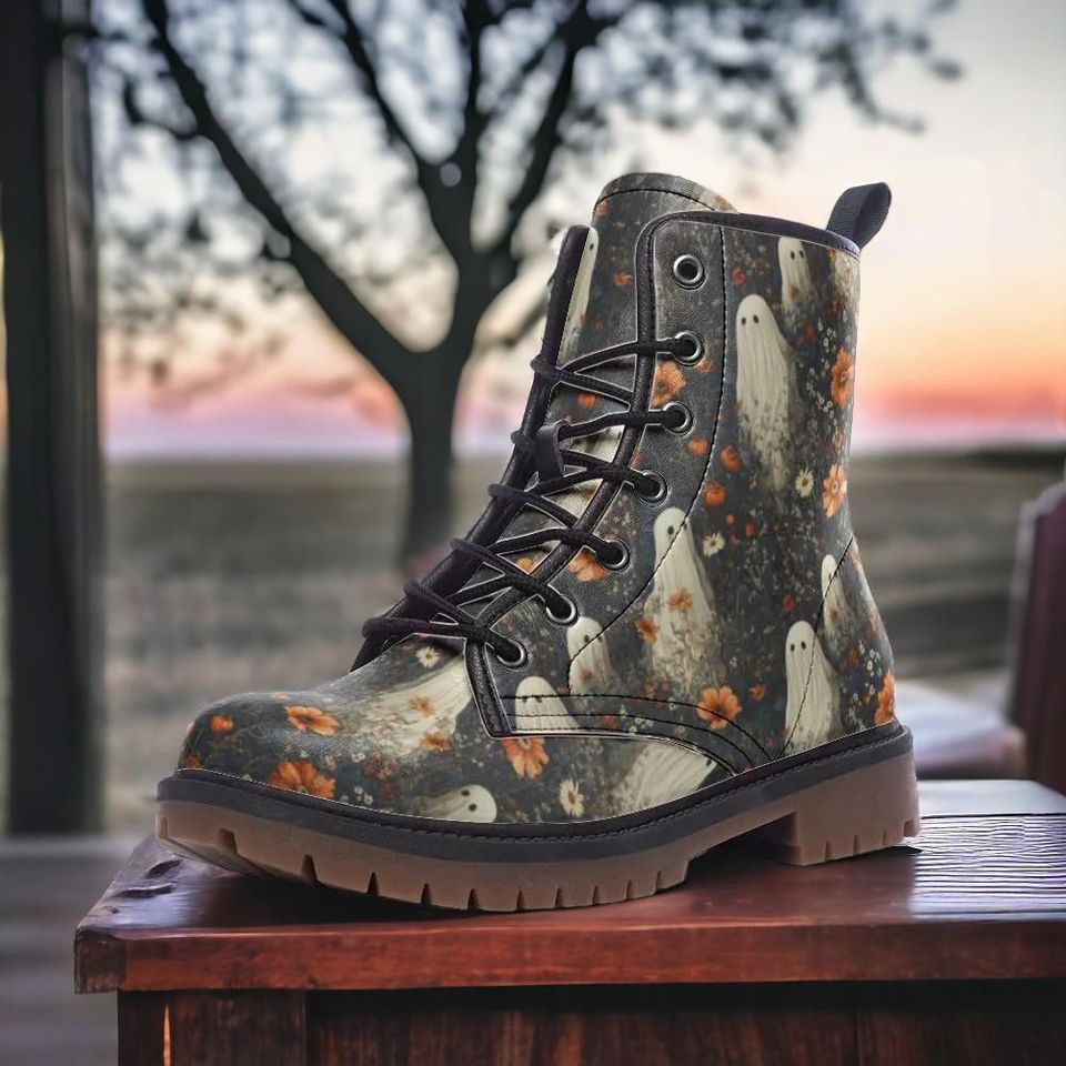 Cottage Goth Ghost Garden Vegan Boots –Leather Boots