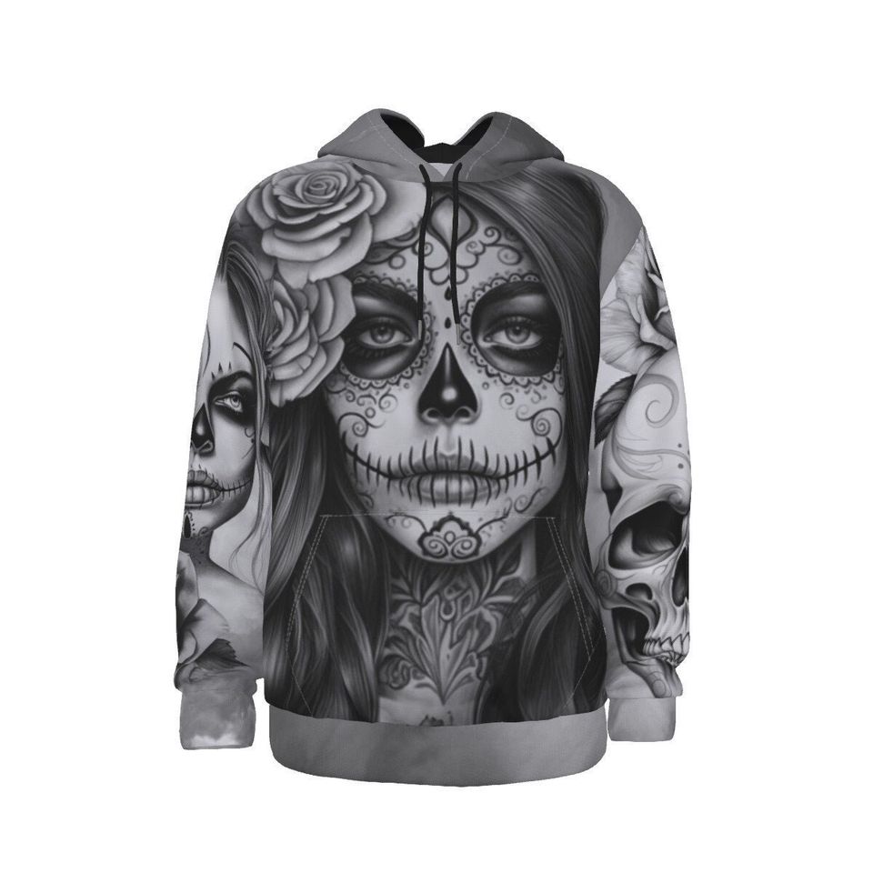Sugar Skull Hoodie, Colorful Graphic Sweatshirt for Halloween