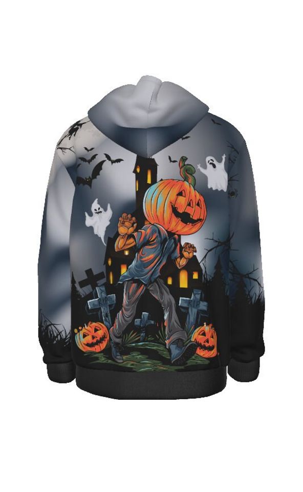 Pumpkin Halloween Hoodie, Fall Sweater, Jack-o-Lantern Design