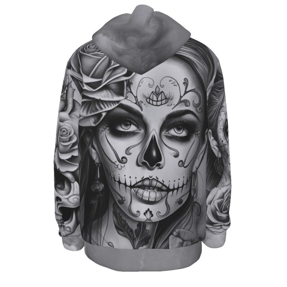 Sugar Skull Hoodie, Colorful Graphic Sweatshirt for Halloween