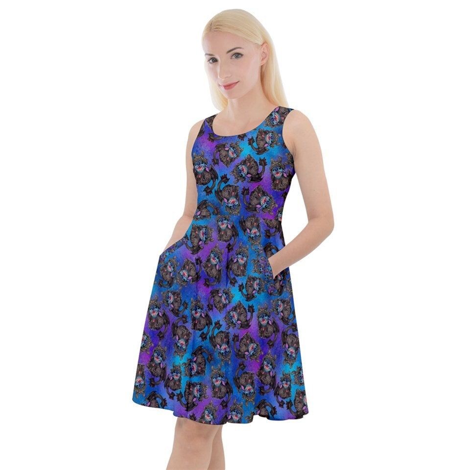 Toothless Stitch inspired print skater dress-   plus size
