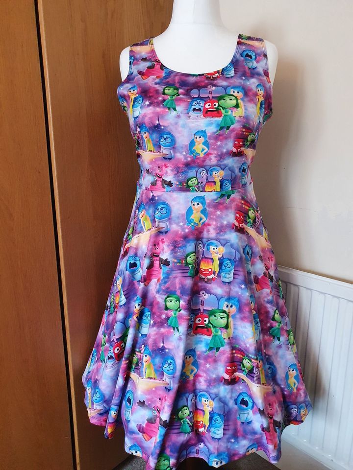 Inside out joy sadness cosplay print skater dress