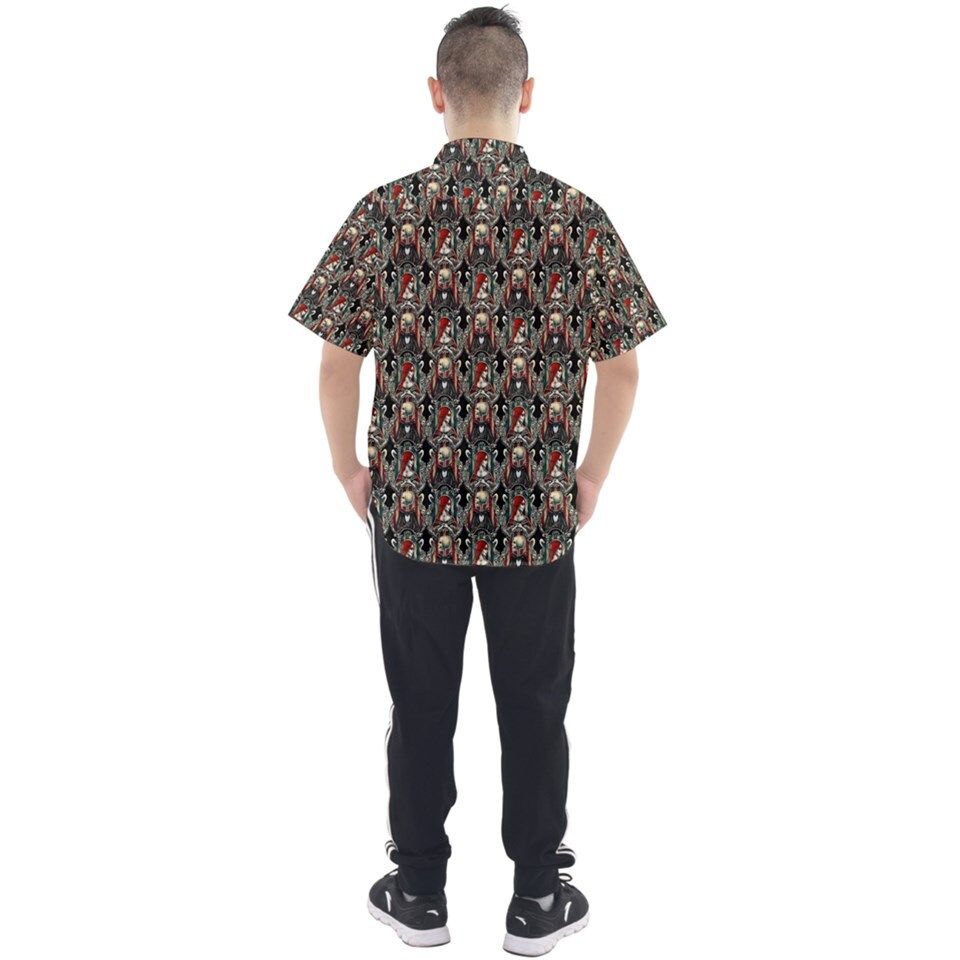 Halloween Nightmare before Christmas skeleton short sleeved button down shirt