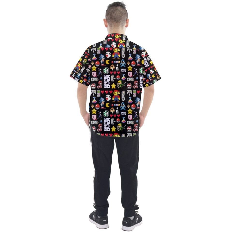 Game over short sleeved button down shirt