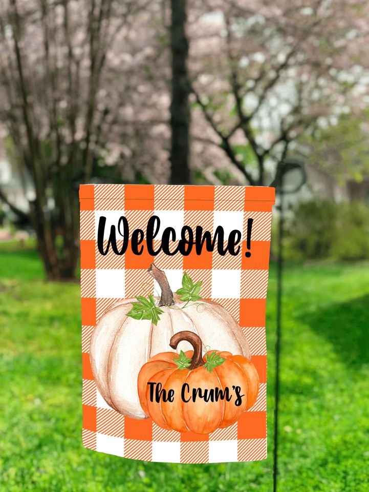 Plaid Pumpkin Garden Flag  , Fall Sublimation, Sublimation Designs, Garden Flag Design
