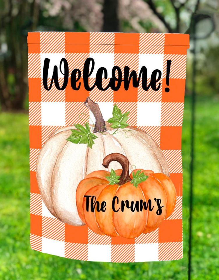 Plaid Pumpkin Garden Flag  , Fall Sublimation, Sublimation Designs, Garden Flag Design