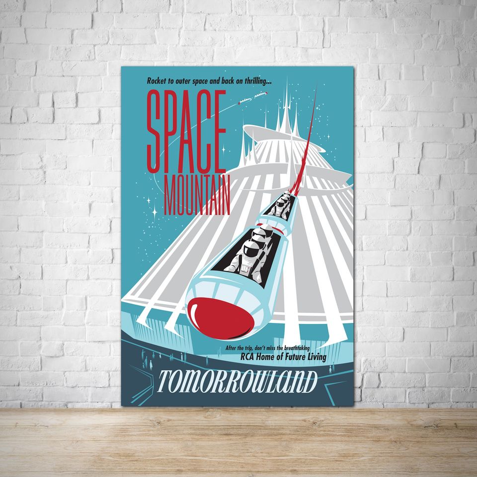 Space Mountain Tomorrowland Attraction Disneyland Vintage Poster