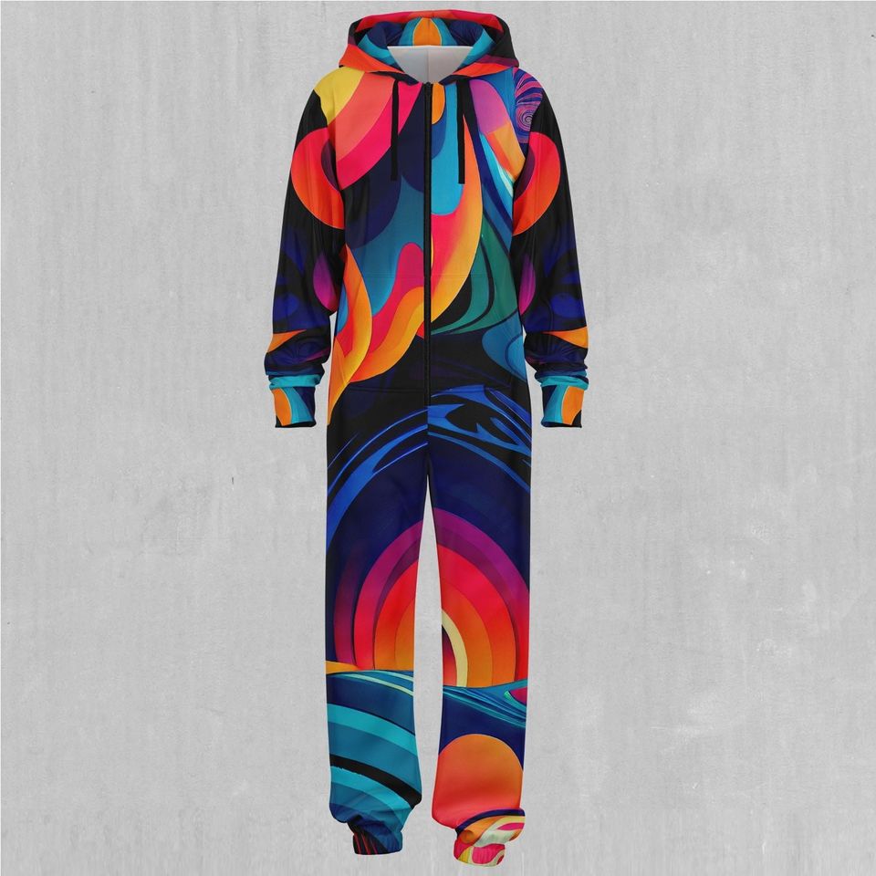 Psychedelic Vortex Adult  Zip Up Jumpsuit Pajamas