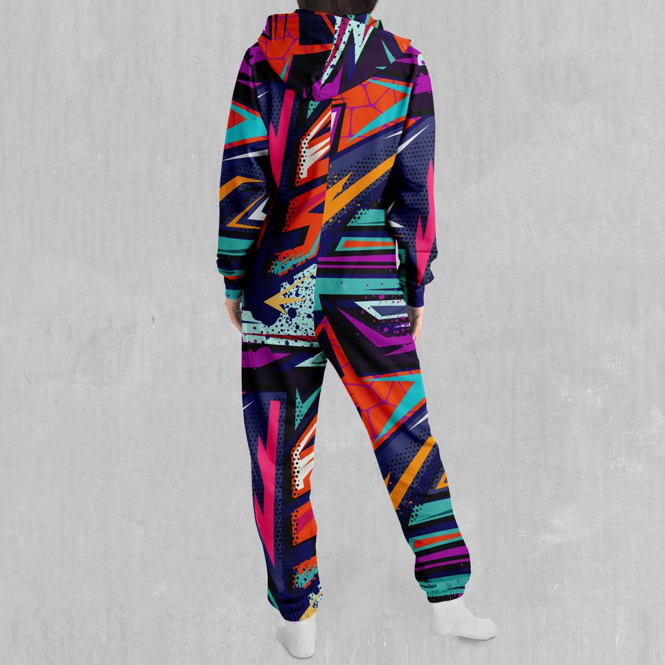 Tectonic Abstract Adult  Zip Up Jumpsuit Pajamas
