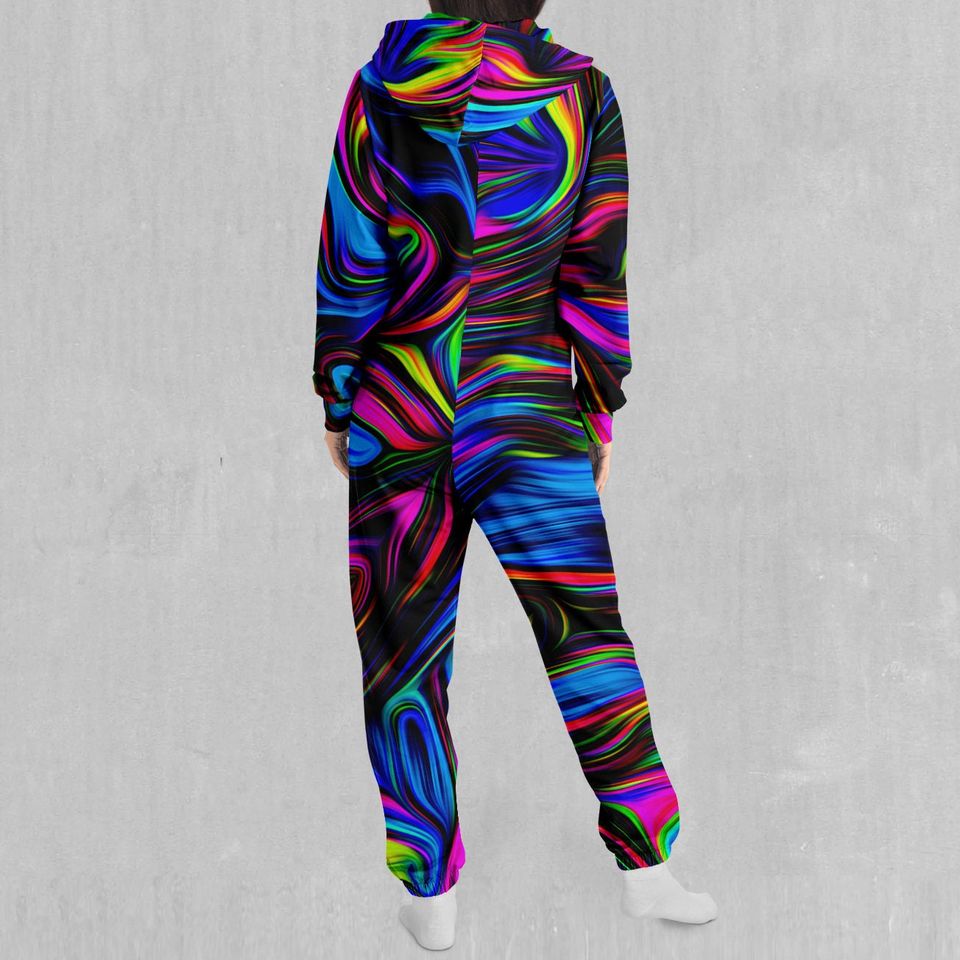 Psychedelic Waves Adult  Zip Up Jumpsuit Pajamas