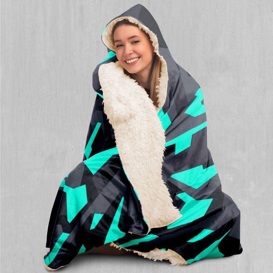 Cyber-Tech Abstract Pastel Sherpa Microfleece Cape Hooded Blanket