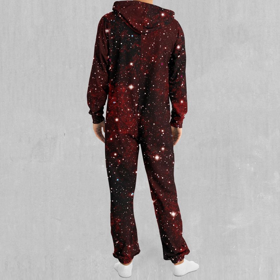 Crimson Space Outer Space Galaxy Adult  Zip Up Jumpsuit Pajamas