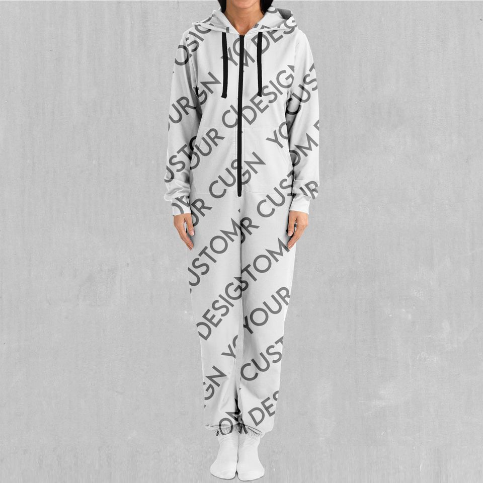 Personalized Custom Adult  Zip Up Jumpsuit Pajamas