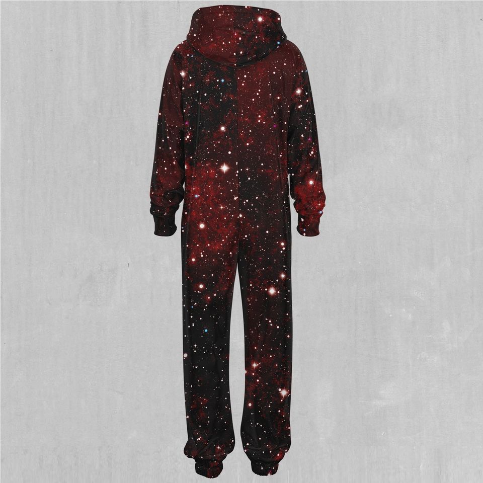 Crimson Space Outer Space Galaxy Adult  Zip Up Jumpsuit Pajamas