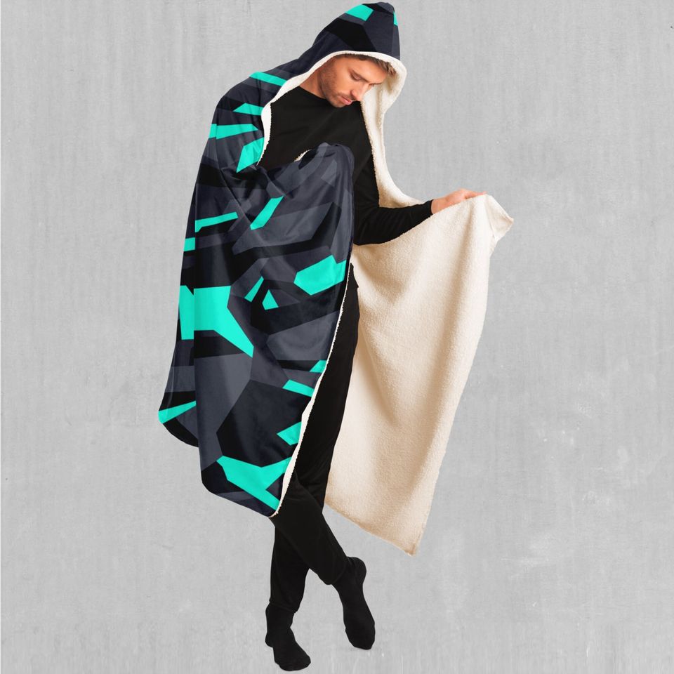 Cyber-Tech Abstract Pastel Sherpa Microfleece Cape Hooded Blanket