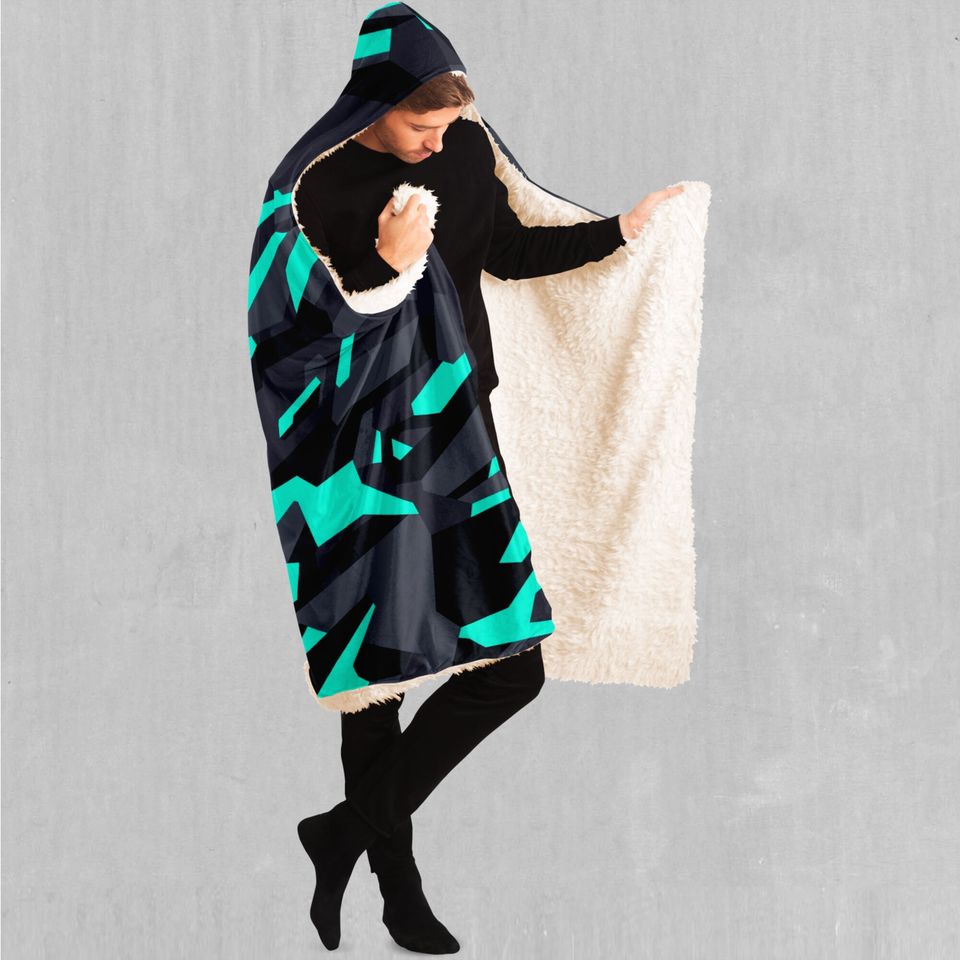 Cyber-Tech Abstract Pastel Sherpa Microfleece Cape Hooded Blanket