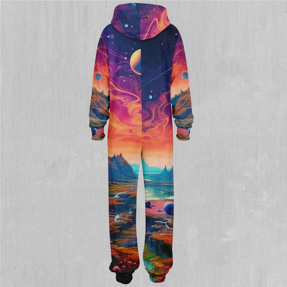 Astral Odyssey Outer Space Galaxy Adult  Zip Up Jumpsuit Pajamas