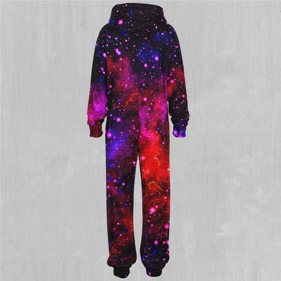Electric Galaxy Outer Space Galaxy Adult  Zip Up Jumpsuit Pajamas