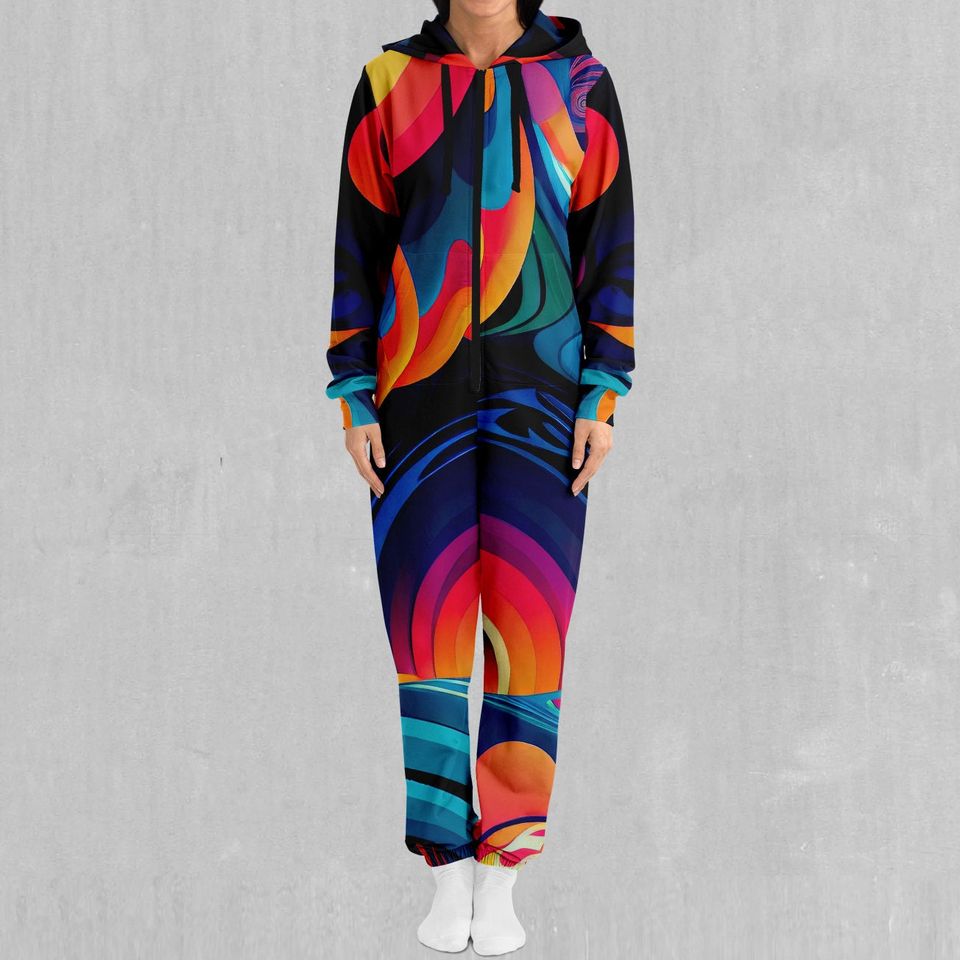 Psychedelic Vortex Adult  Zip Up Jumpsuit Pajamas