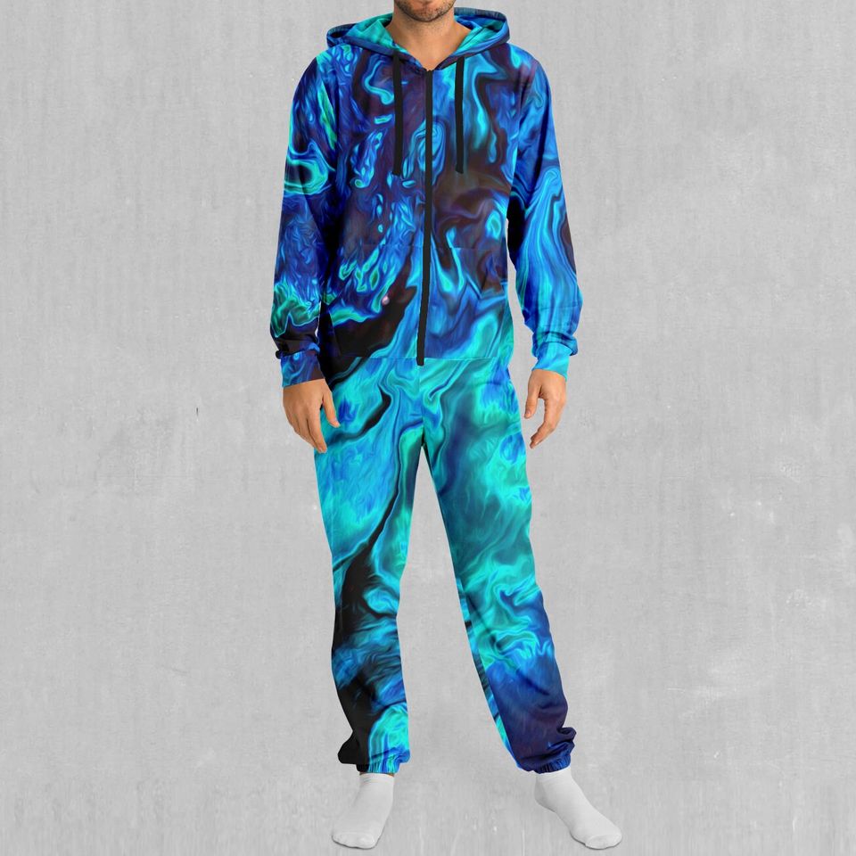Enigma Sea Psychedelic Adult  Zip Up Jumpsuit Pajamas