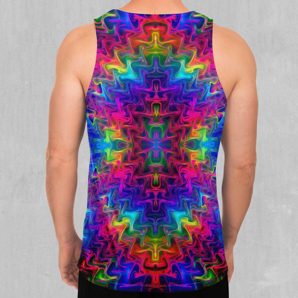 Tek Quantum Rainbow Psychedelic Men's Tank Top Muscle Sleeveless Shirt