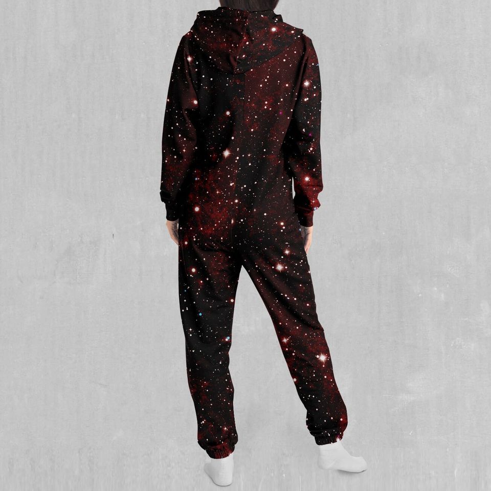 Crimson Space Outer Space Galaxy Adult  Zip Up Jumpsuit Pajamas