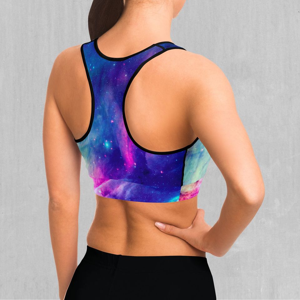 Frost Nebula Outer Space Nebula Galaxy Sports Bra, Women's Sports Bra, Workout Bra