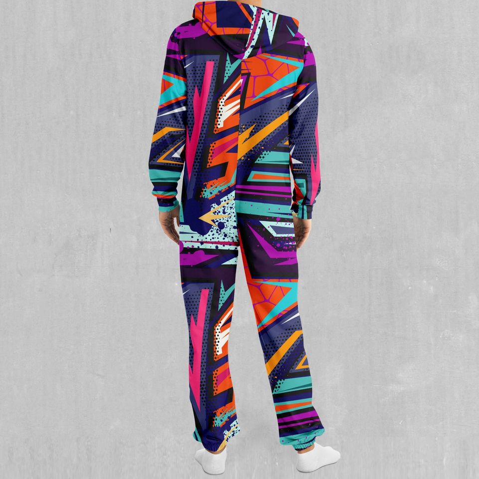 Tectonic Abstract Adult  Zip Up Jumpsuit Pajamas