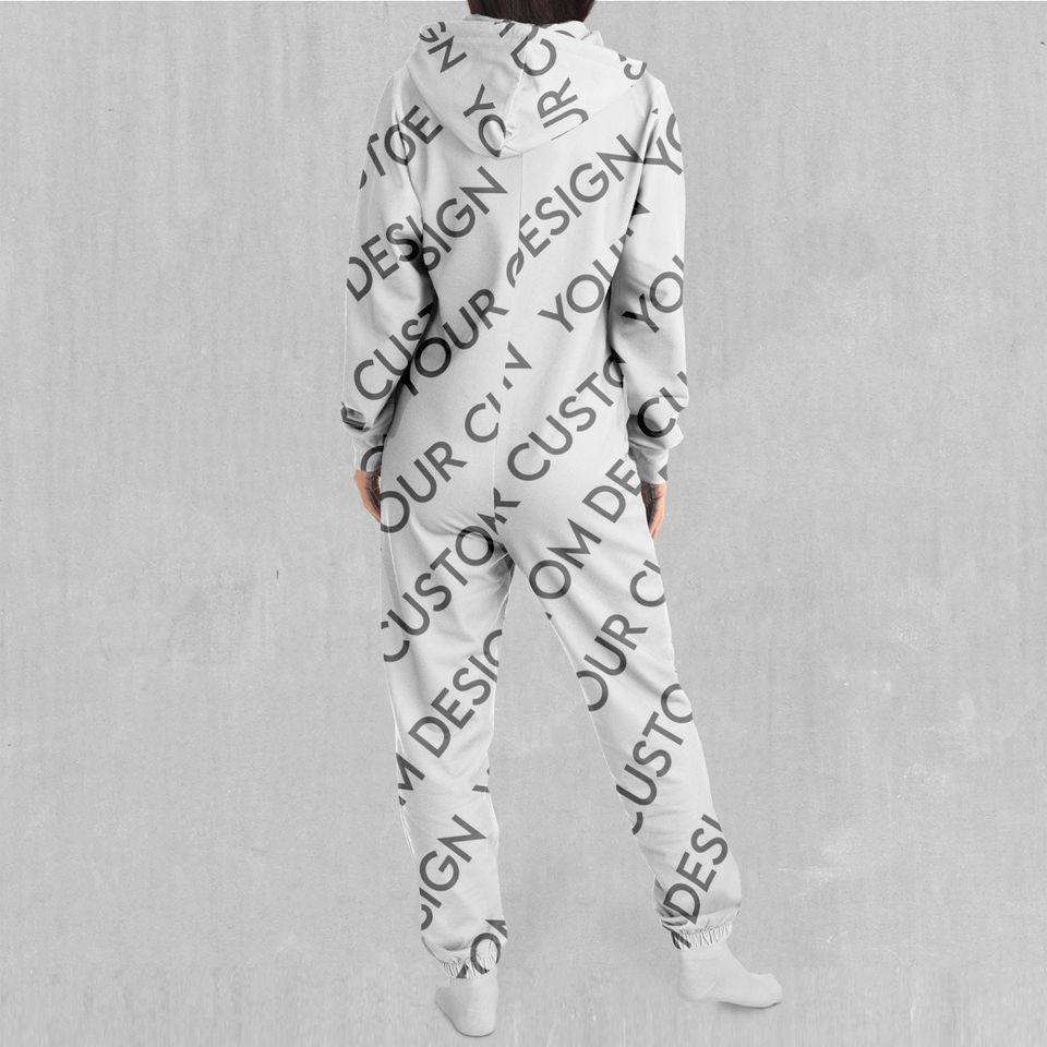 Personalized Custom Adult  Zip Up Jumpsuit Pajamas