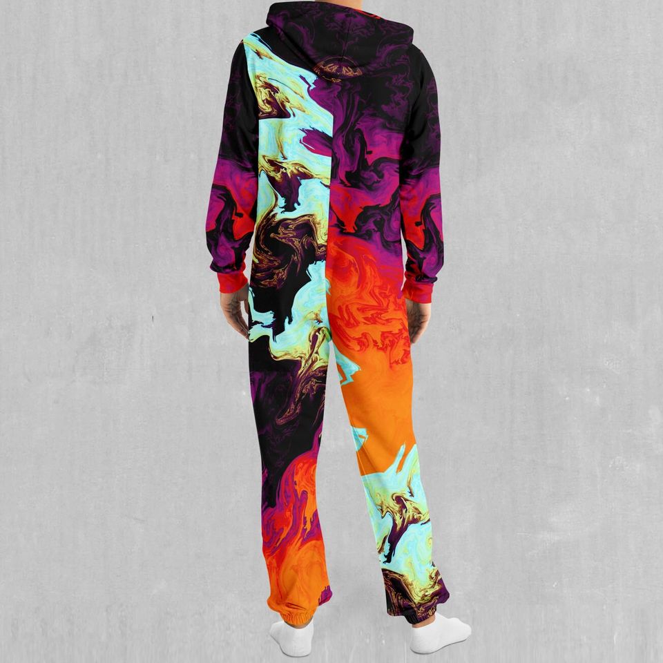 Lava Bath Psychedelic Adult  Zip Up Jumpsuit Pajamas