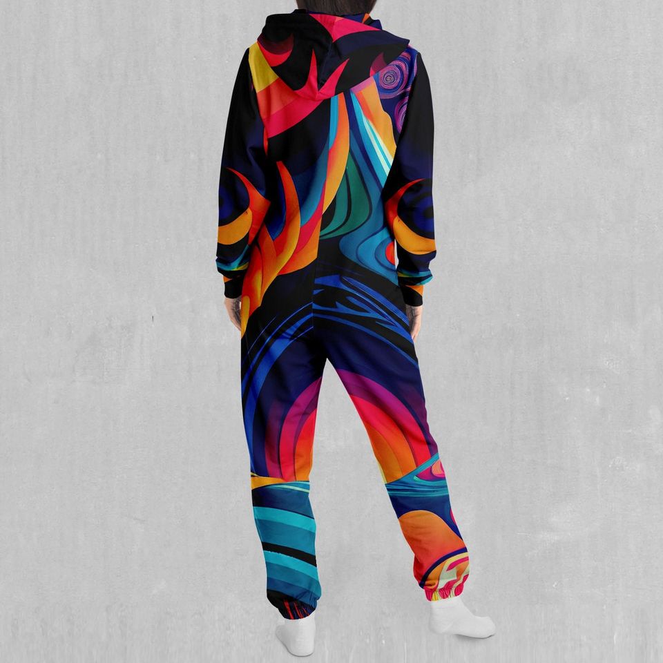 Psychedelic Vortex Adult  Zip Up Jumpsuit Pajamas