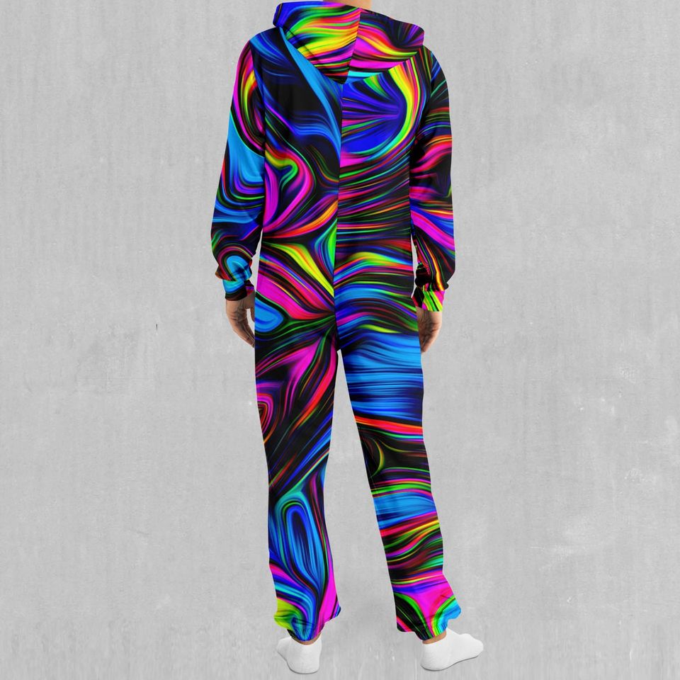 Psychedelic Waves Adult  Zip Up Jumpsuit Pajamas