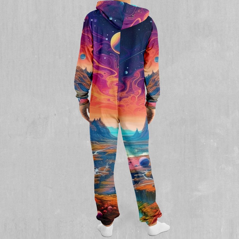 Astral Odyssey Outer Space Galaxy Adult  Zip Up Jumpsuit Pajamas