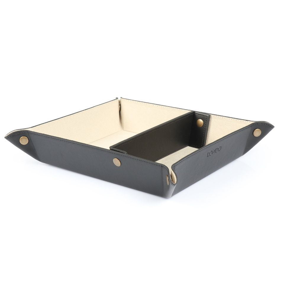 Personalized Hand Crafted Leather Office Desk Organizer, Custom Storage Tray