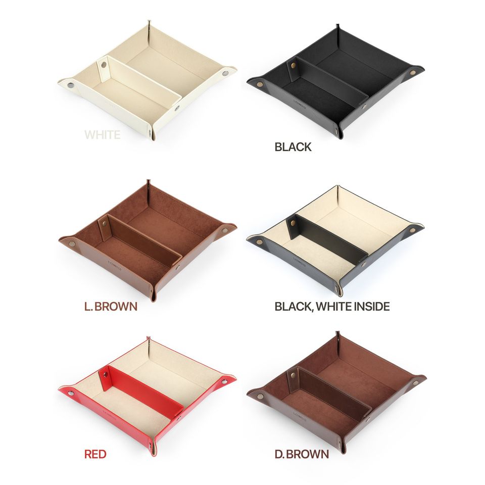 Personalized Hand Crafted Leather Office Desk Organizer, Custom Storage Tray