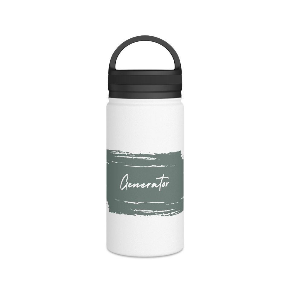 Generator Stainless Steel Water Bottle, Handle Lid, Moss