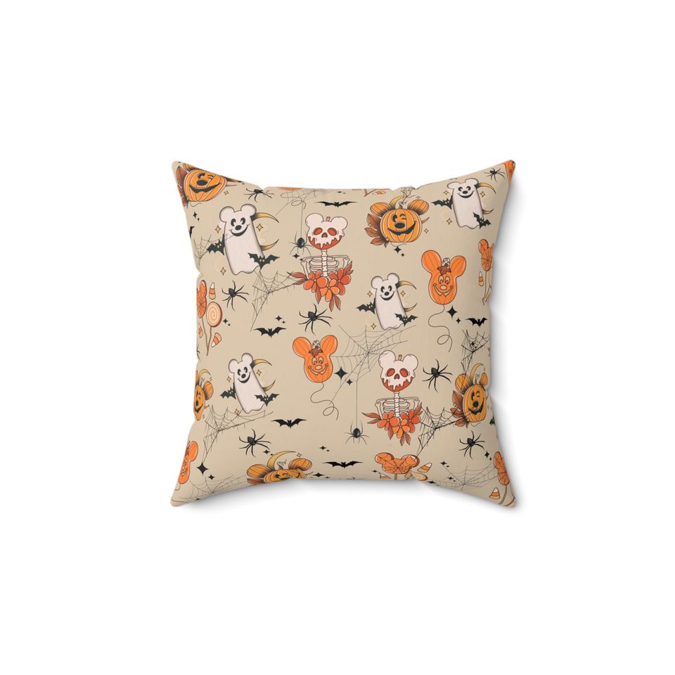 Magic Mouse Cartoon Pumpkin Tattoo Square Pillow Polyester Square Pillow