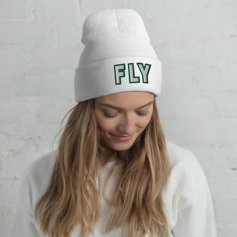 Fly Eagles Embroidered Beanie: Philadelphia Football Winter Hat