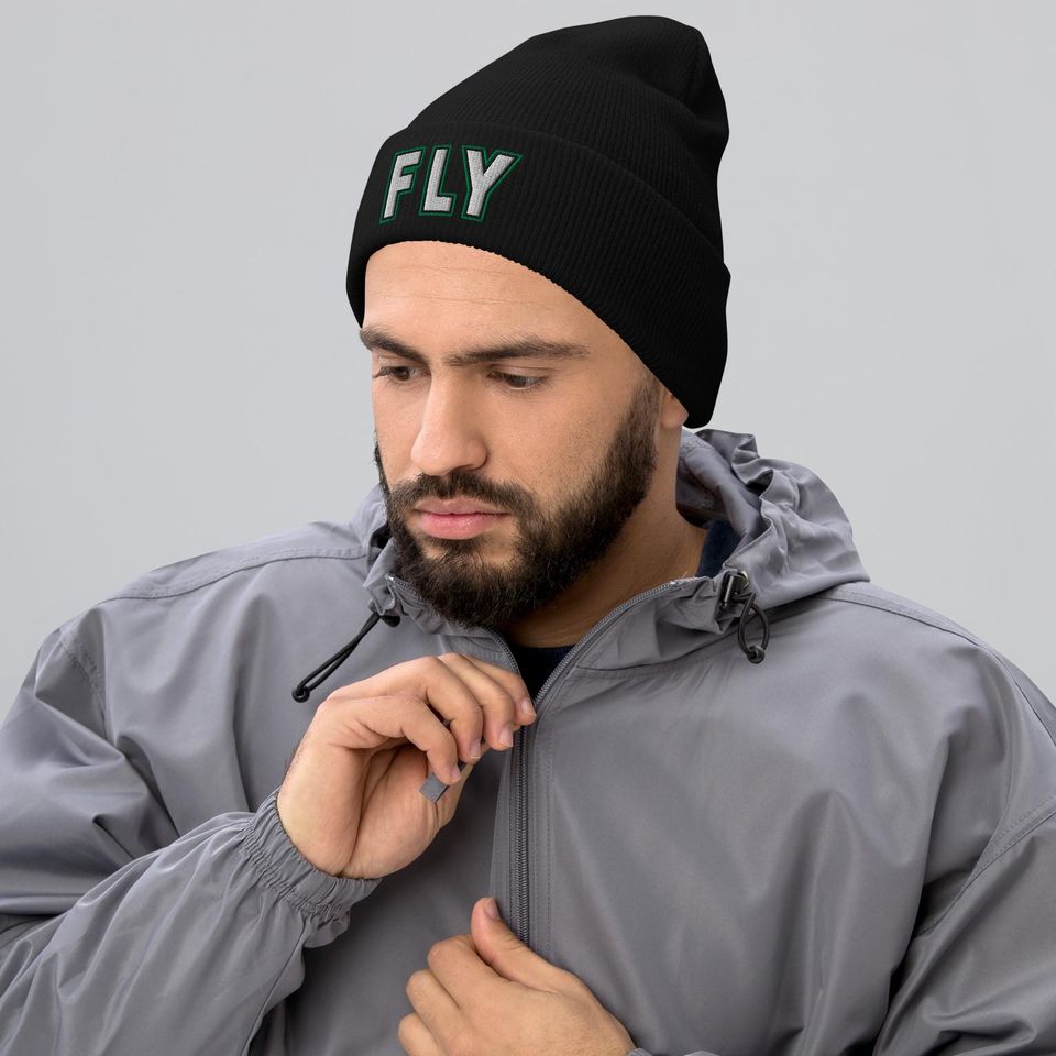 Fly Eagles Embroidered Beanie: Philadelphia Football Winter Hat