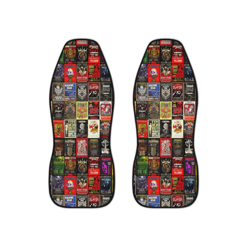 Black Death Metal Car Seat Covers