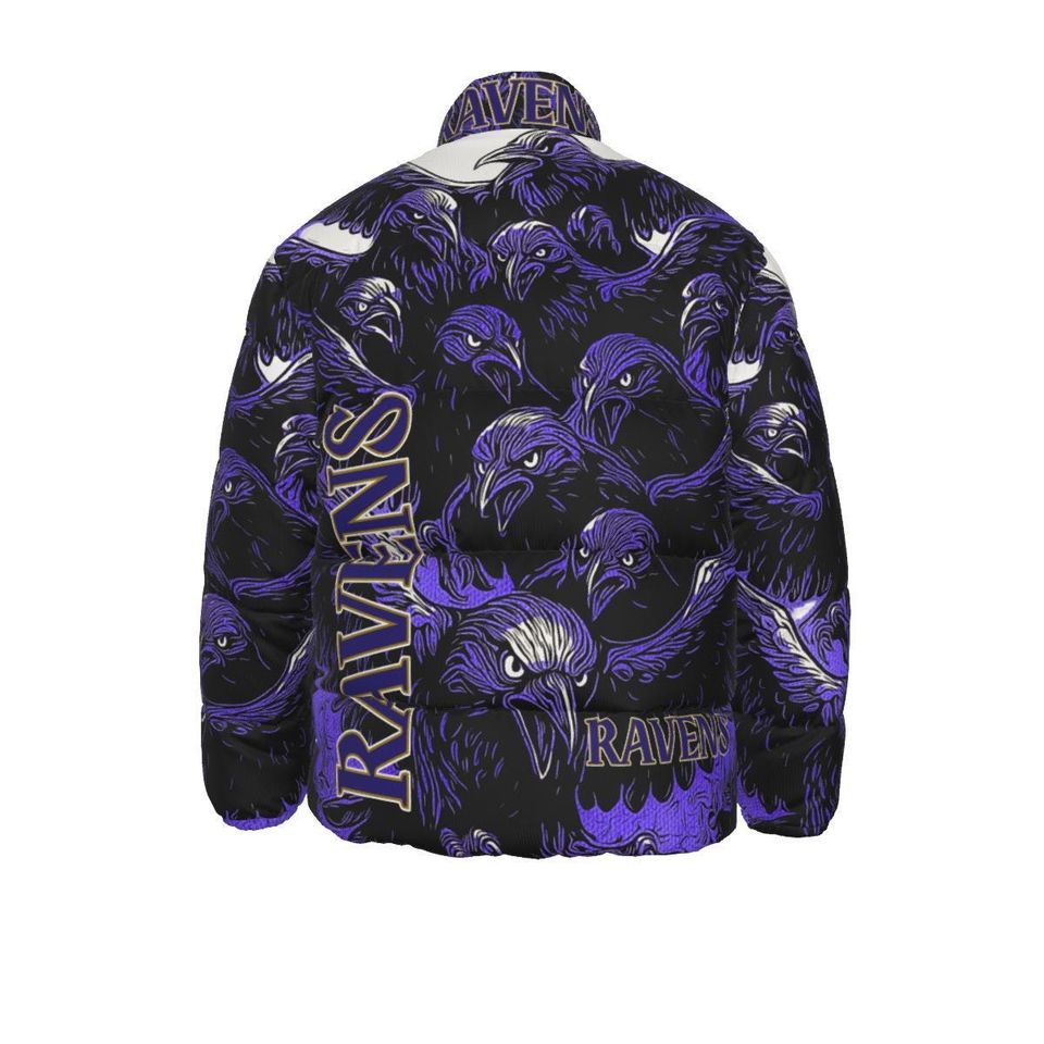 Ravens Swarm Down Jacket - All Over Print Unisex Winter Puffer Coat