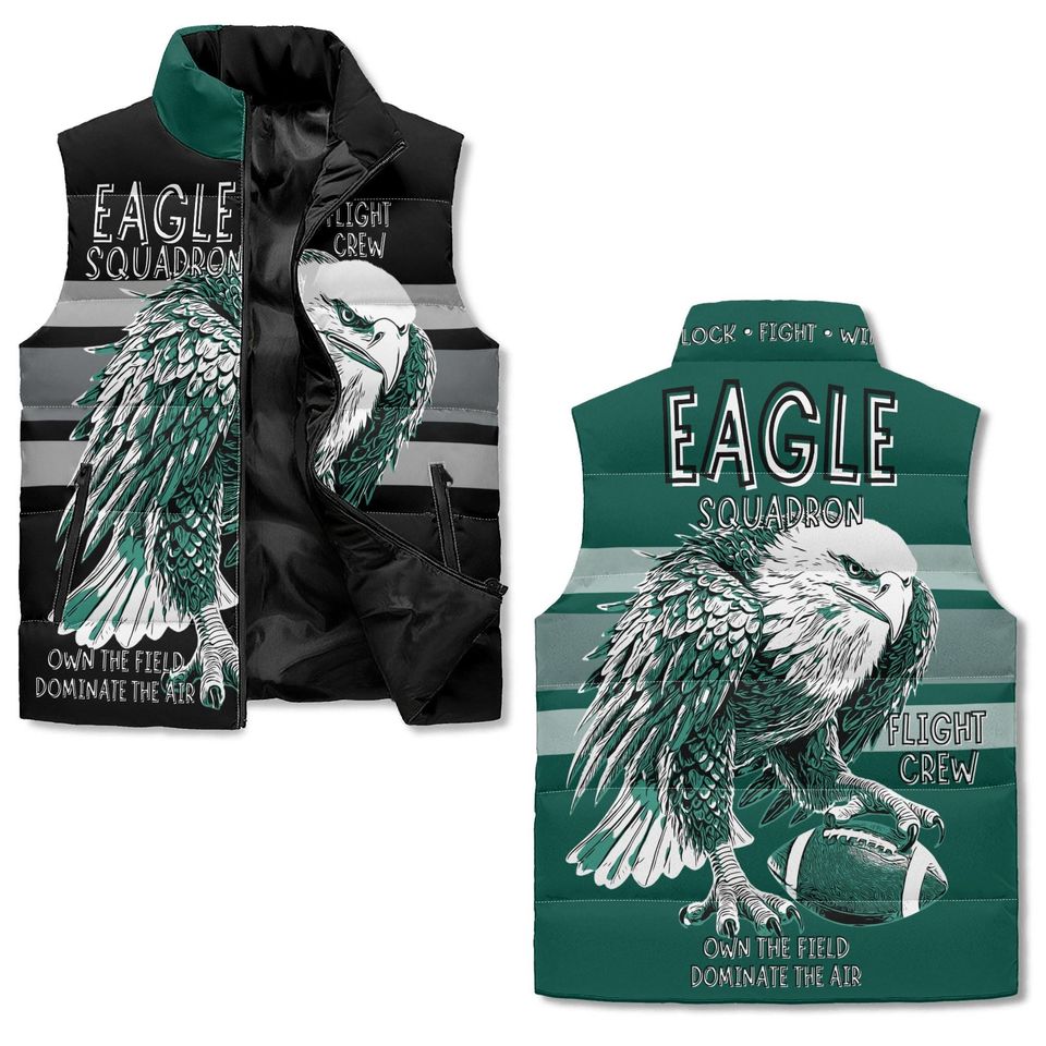 Eagle Squadron Puffer Vest  Flight Crew Lightweight Football Fan Vest