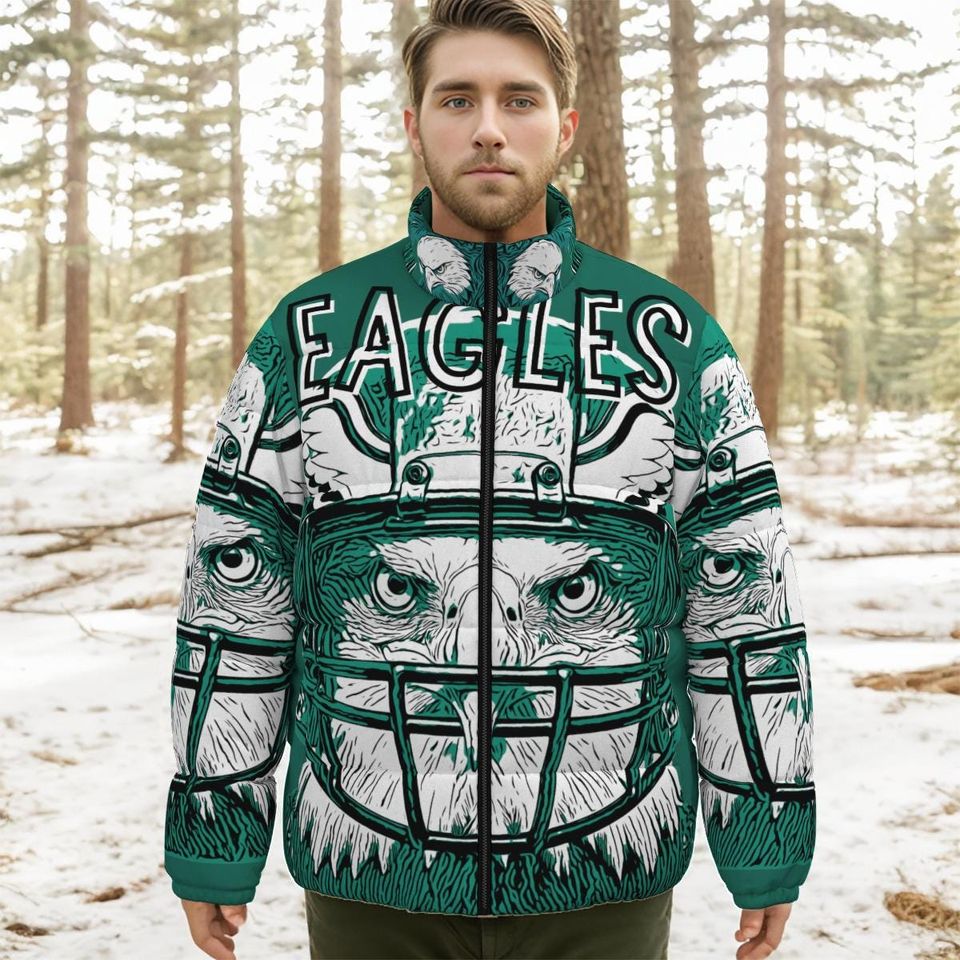 Eagles All Over Print Down Puffer Jacket  Unisex Winter Coat