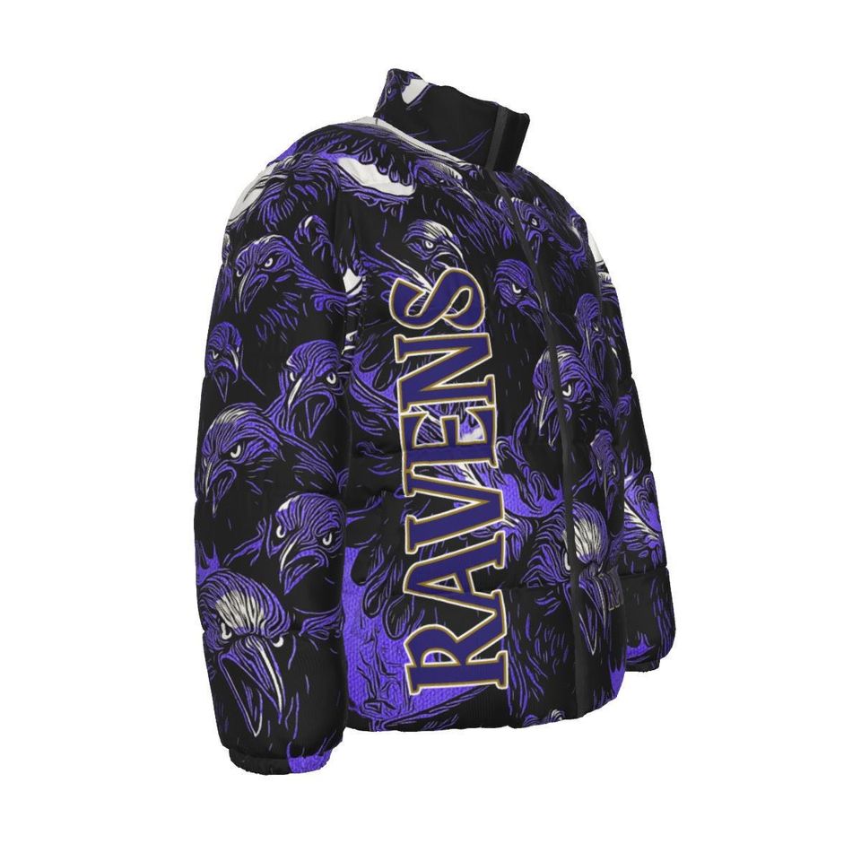 Ravens Swarm Down Jacket - All Over Print Unisex Winter Puffer Coat
