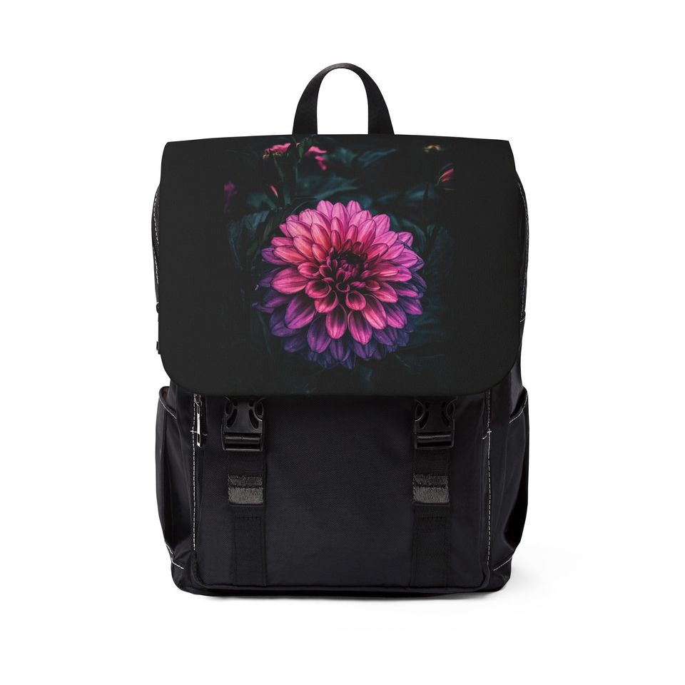 Dahlia Flower Unisex Casual Shoulder Backpack