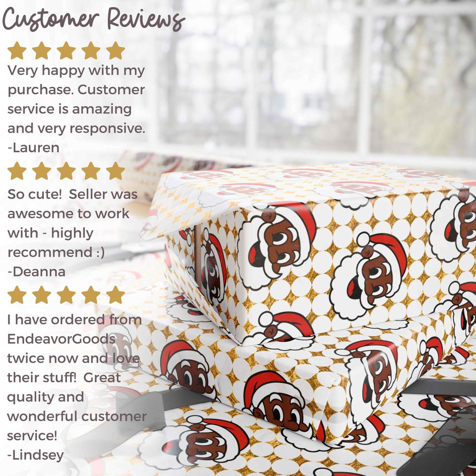 Christmas Wrapping Paper Rolls Black Family Christmas Gift Wrap Holiday Gift Wrap Custom Name Wrapping Paper African American Santa