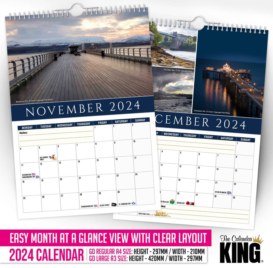 North Wales - 2024 Wall Calendar, Creative, Gift Idea, Present, Novelty