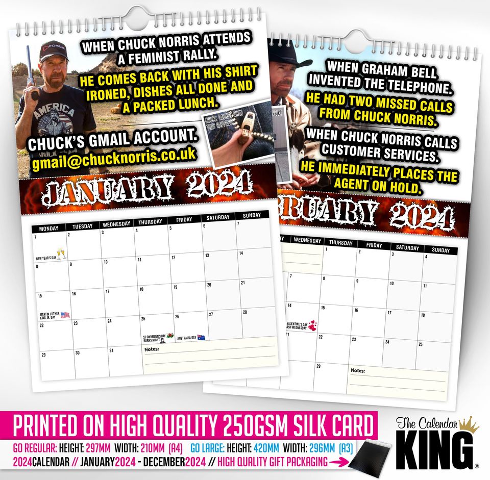 Chuck Norris - 2024 Wall Calendar, Funny, Gift Idea, Novelty, Humour