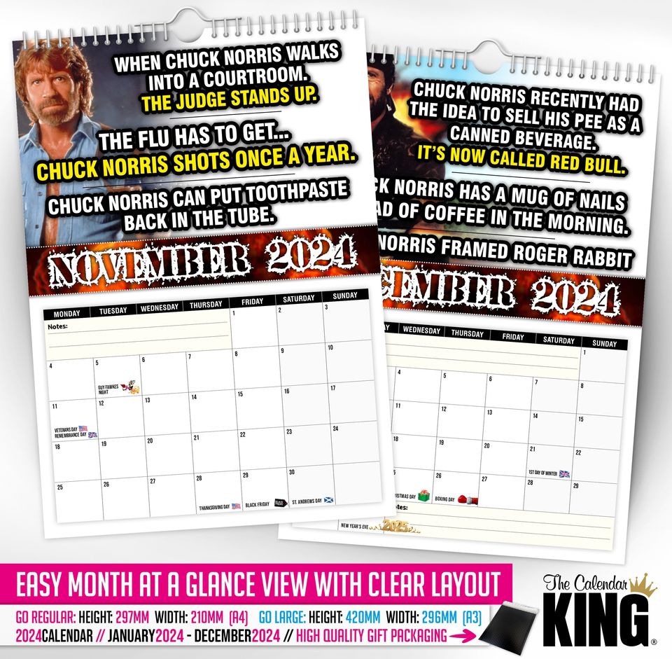 Chuck Norris - 2024 Wall Calendar, Funny, Gift Idea, Novelty, Humour